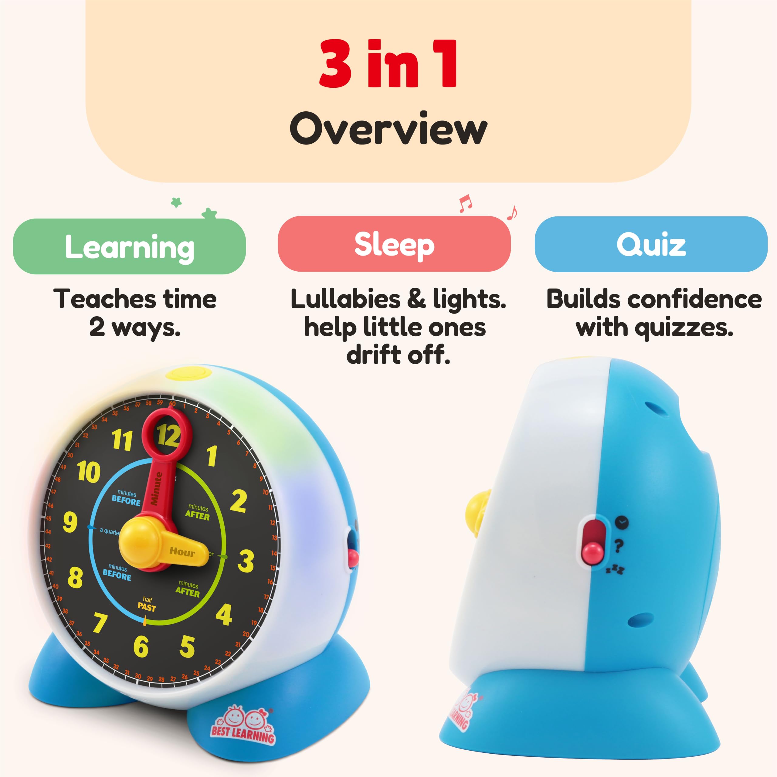 Talking Learning Clock for Kids with Time Teaching Activities