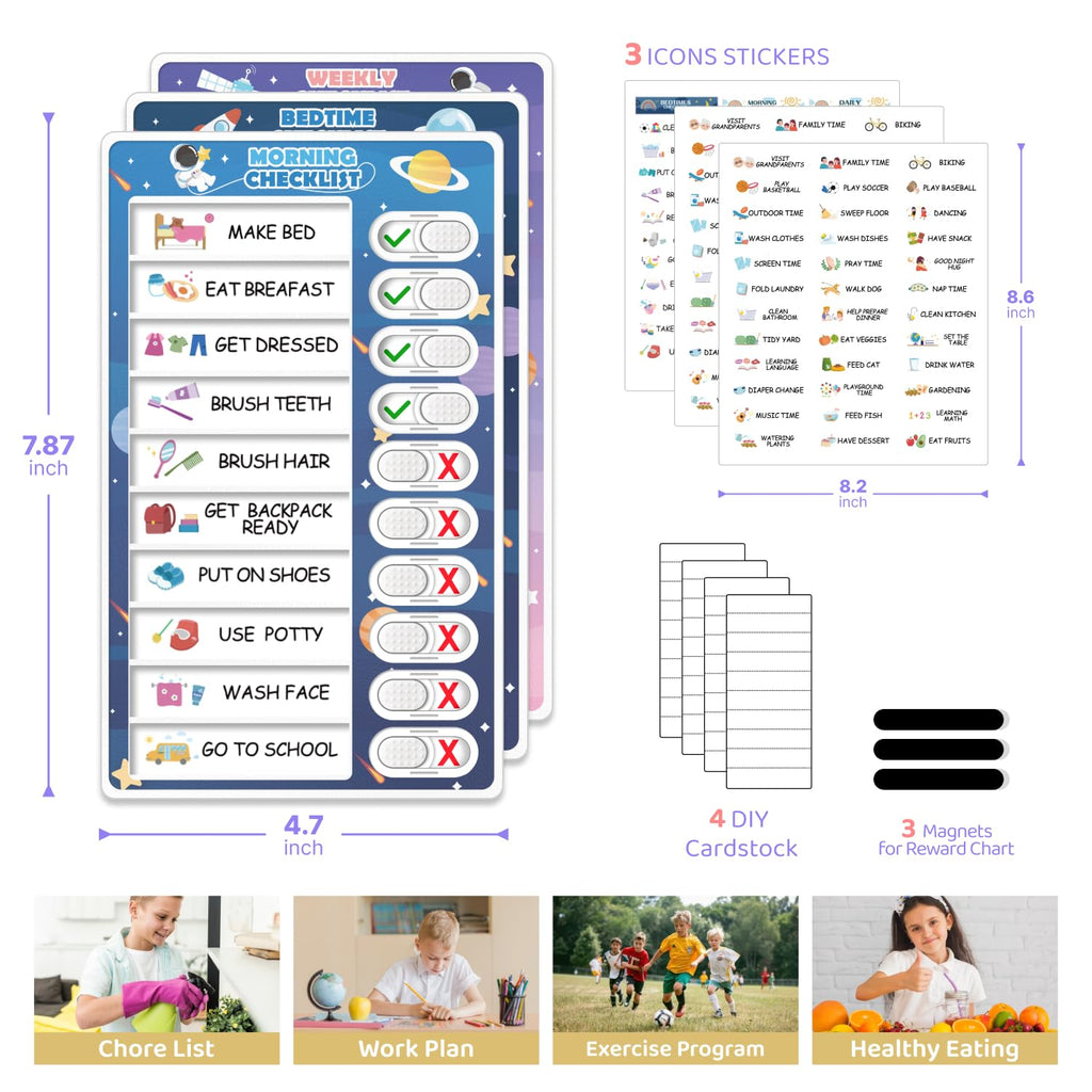 3-in-1 Magnetic Routine & Chore Chart for Kids
