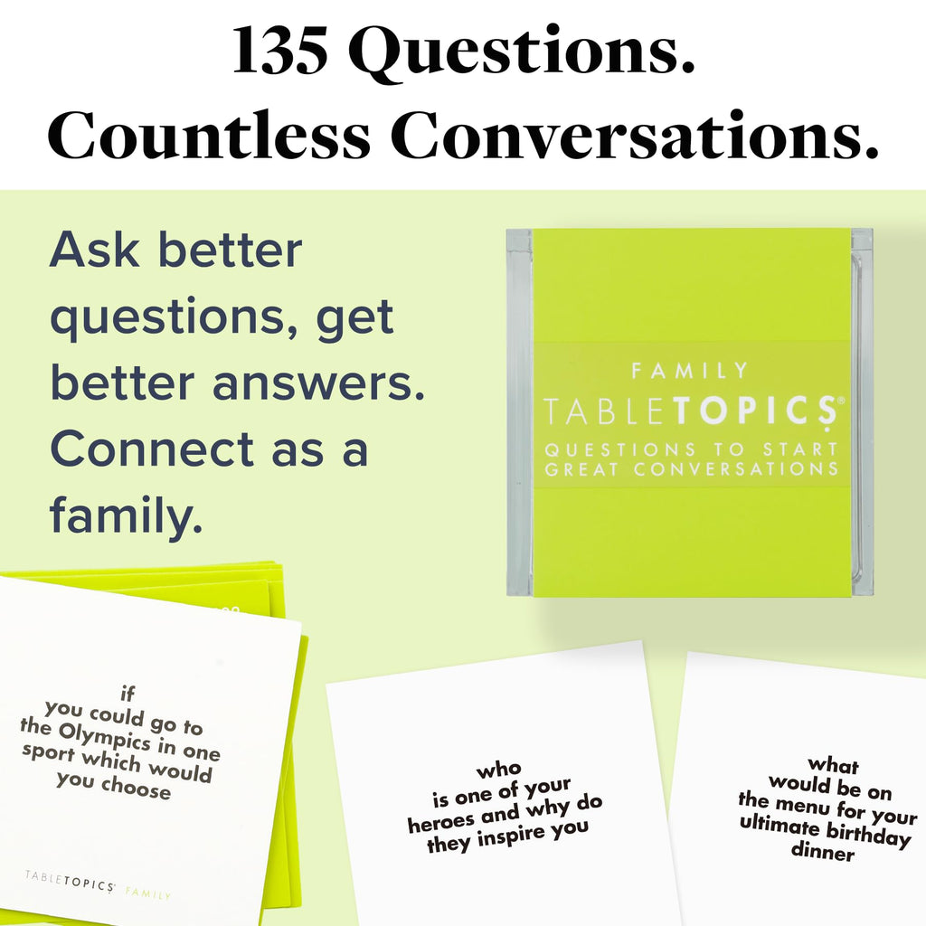 Family Conversation Cards with 135 Questions for Kids & Parents