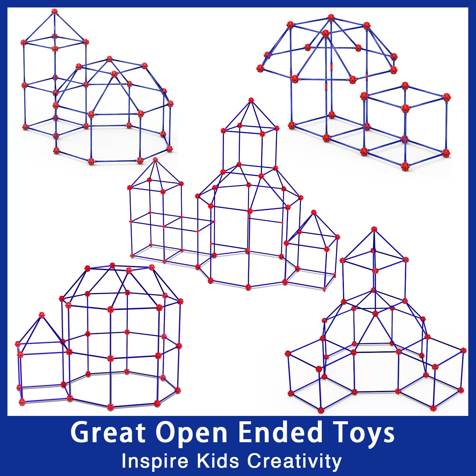 V-Opitos 180 Pack Fort Building Kits for Kids Age 4, 5, 6, 7, 8+ Years Old, Creative STEM Building Toys for DIY Castles, Tunnels, Play Tent, Ideal Christmas, Birthday Gifts for Boys & Girls