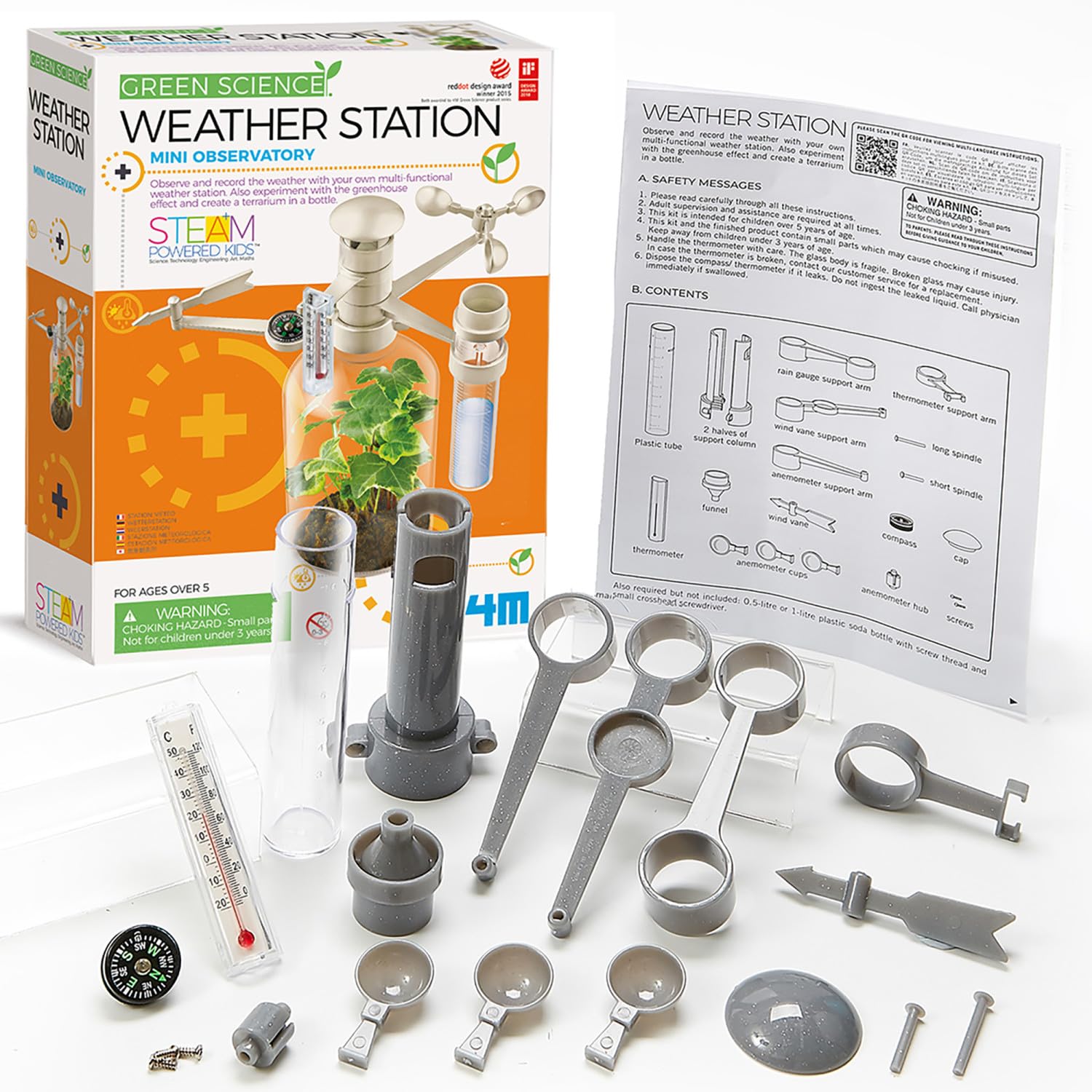 4M Green Science Weather Station - DIY Mini Observatory & STEAM Science Kit