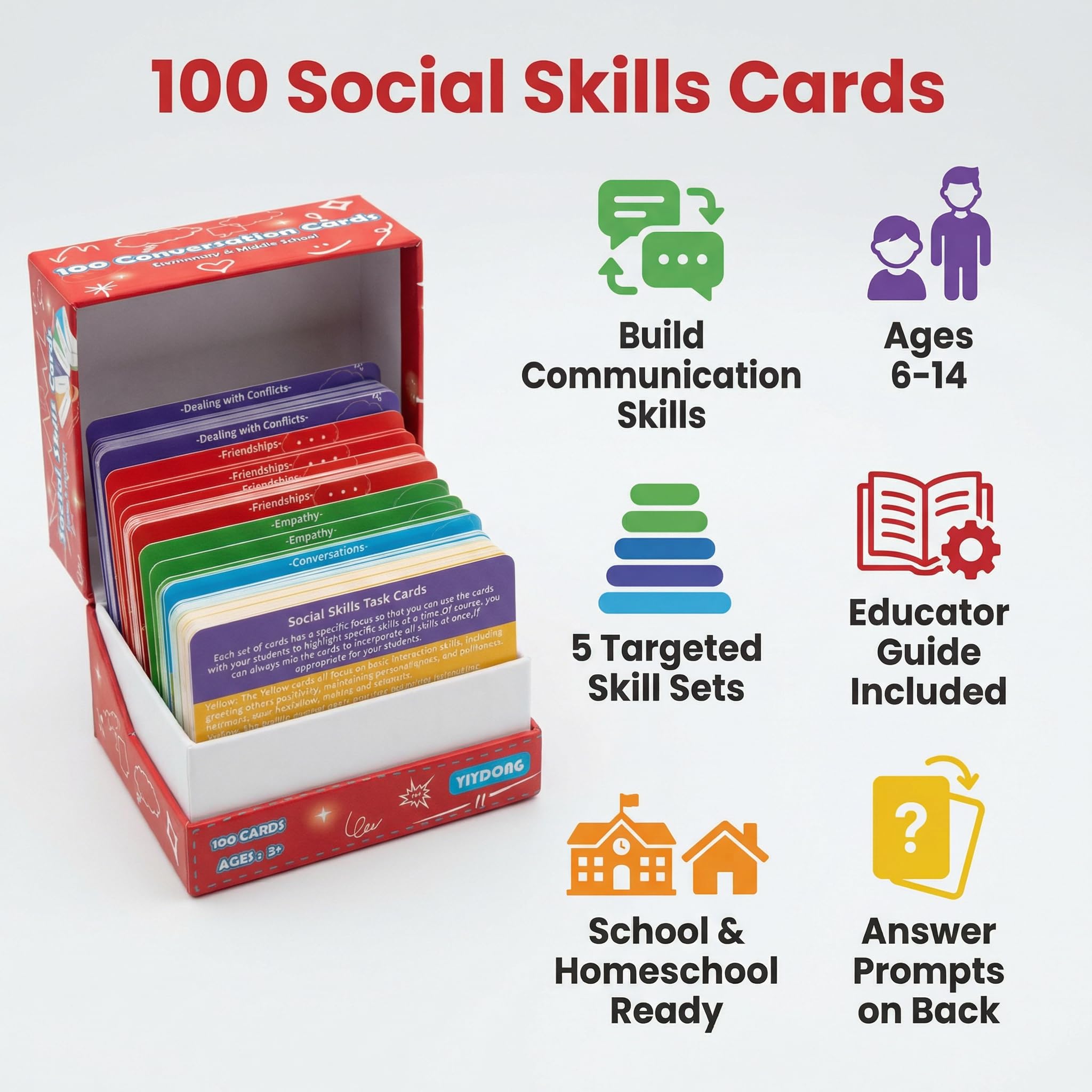 100 Social Skills Conversation Cards for Kids & Teens