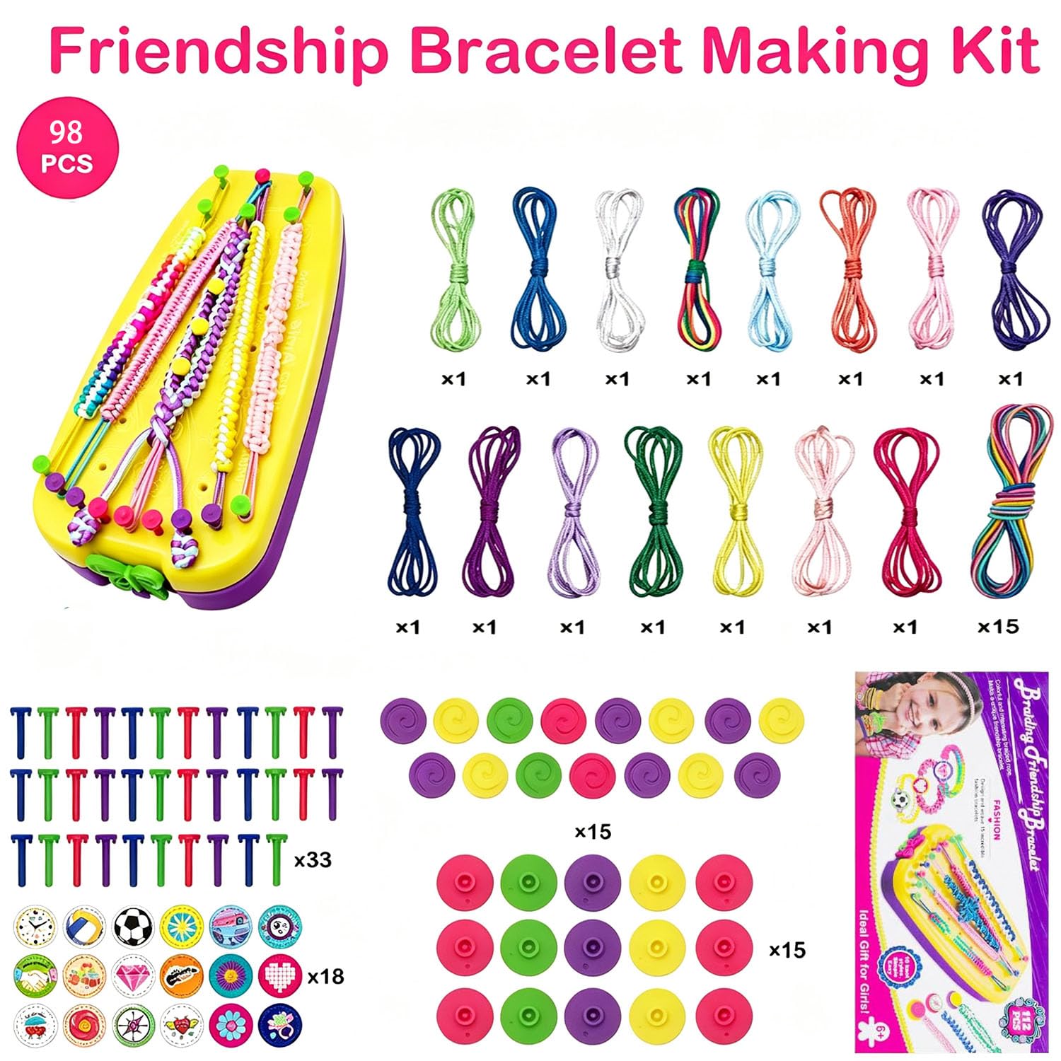 Friendship Bracelet Making Kit with String Maker Tool