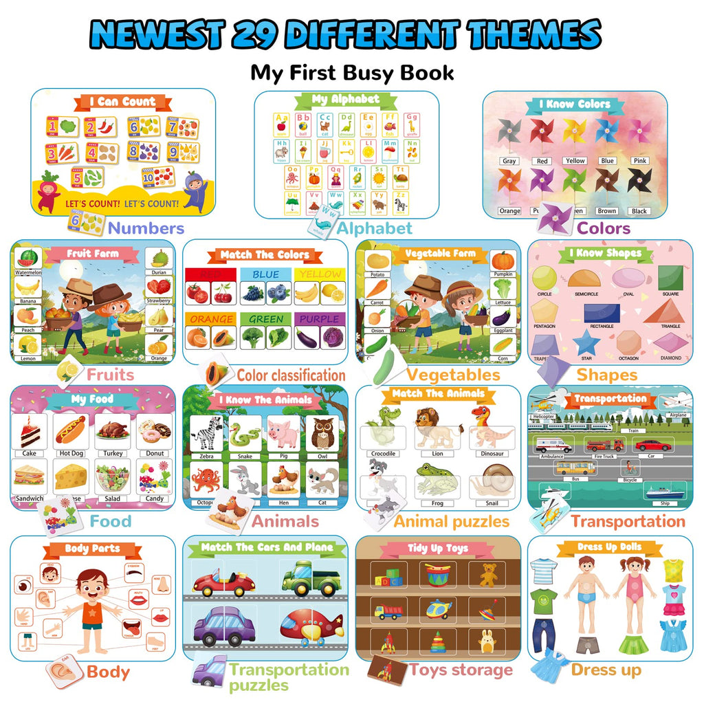 Preschool Montessori Busy Book & Activity Binder, 30 Themes