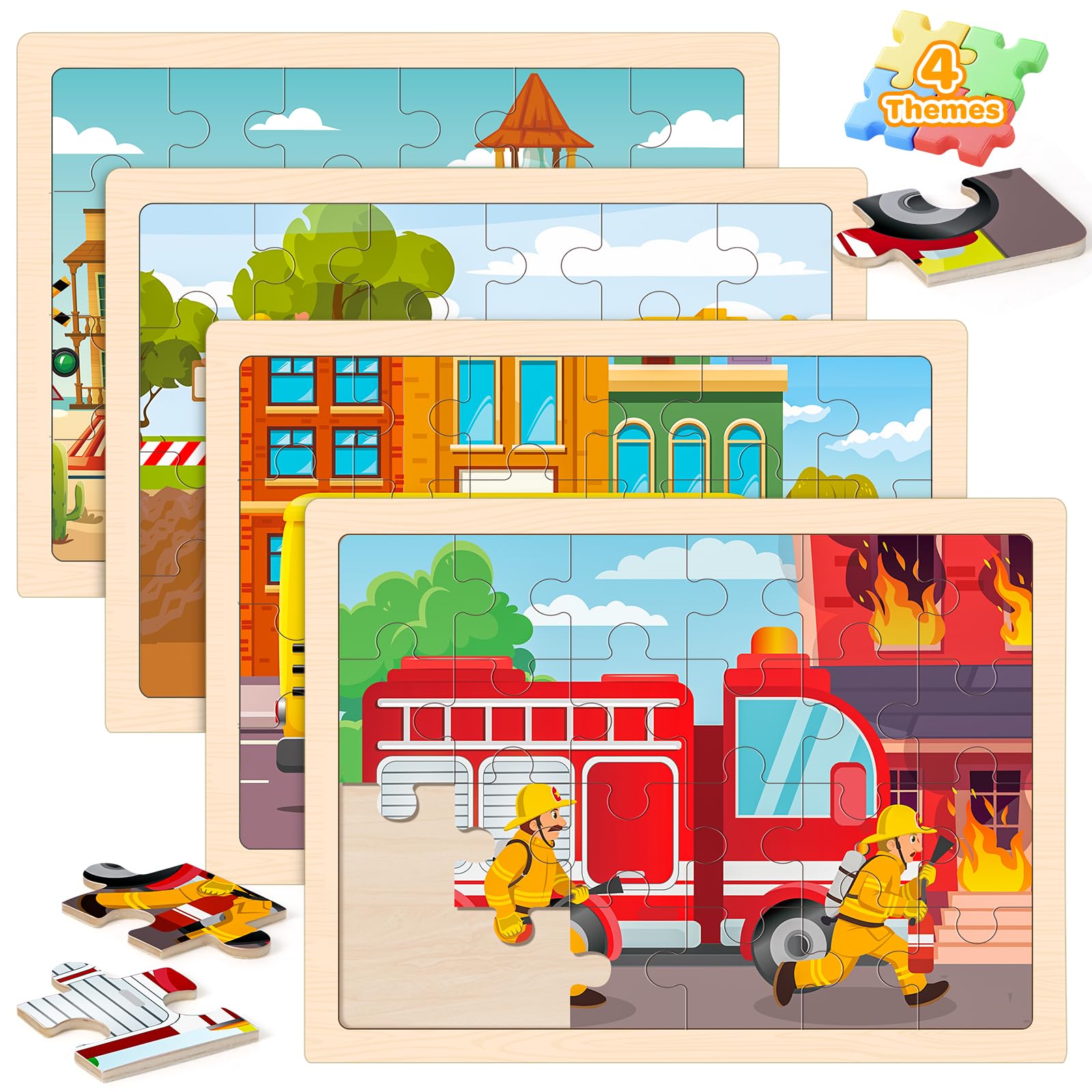 Wooden Puzzles for Kids Age 3 4 5 Year Old, 6 Pack 60 Pcs Toddler Jigsaw Puzzles for Girl Boy Animals Space Activities Preschool Learning Educational Birthday Gift Travel Autistic Wooden Toys