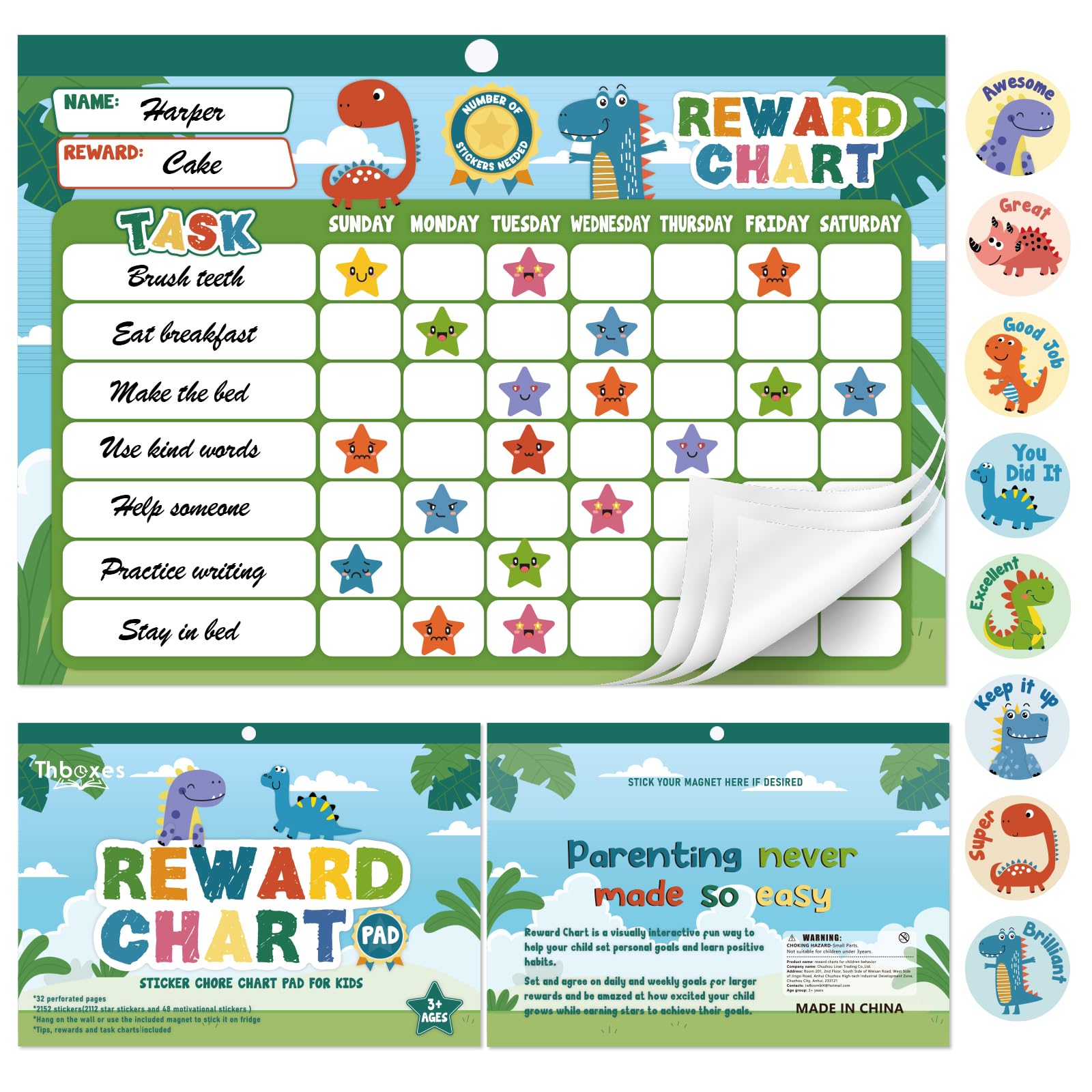 Kids Reward Chart System with 2,112 Star Stickers