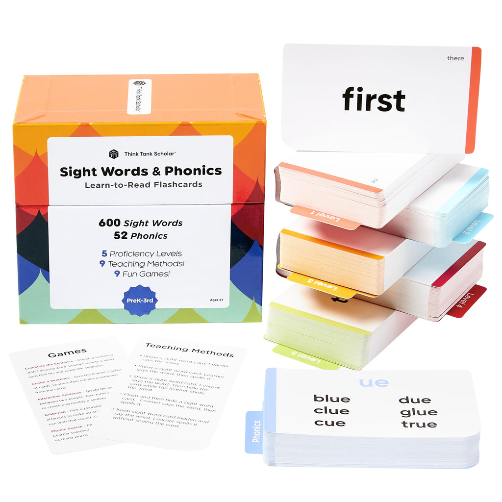 Sight Words Flash Cards – 520 High Frequency Words for Kids Ages 3–9 – Dolch & Fry List – Award-Winning Reading Tool for Preschool, Kindergarten, 1st, 2nd, 3rd Grade – Homeschool & Classroom Set
