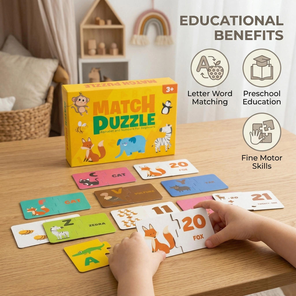 Alphabet Number Matching Puzzle Cards for Toddlers Learning Cognitive