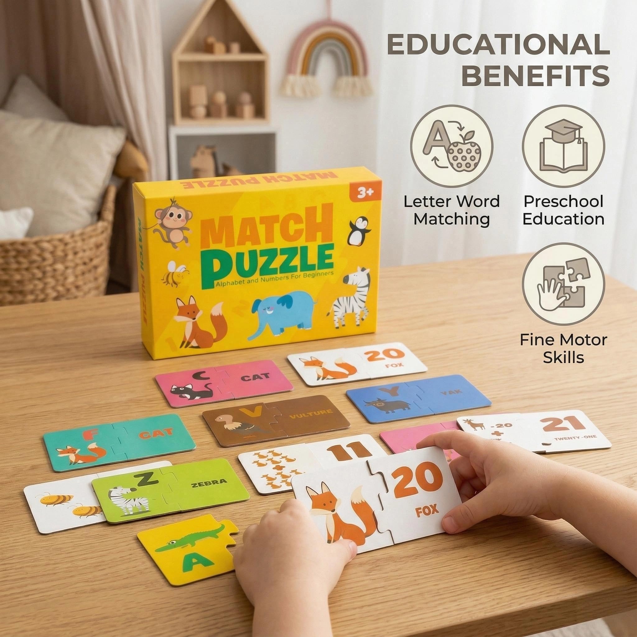 Alphabet Number Matching Puzzle Cards for Toddlers Learning Cognitive