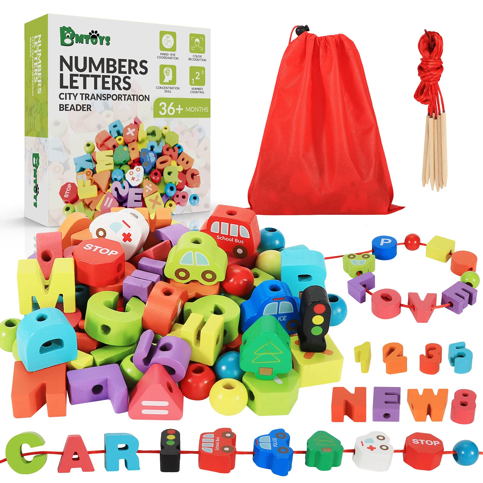 Wooden Lacing Beads Set for Fine Motor Skill Development