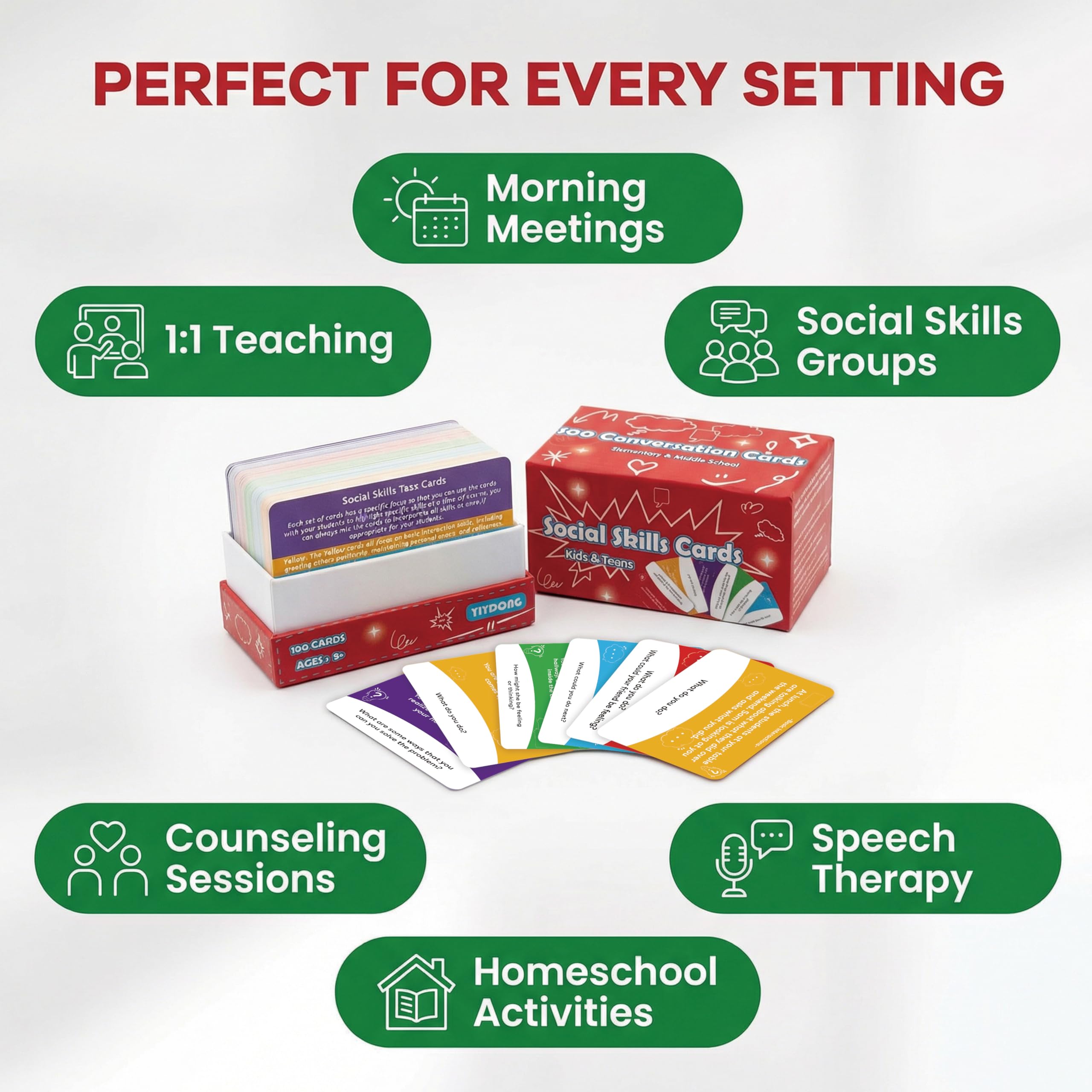 100 Social Skills Conversation Cards for Kids & Teens