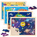 Wooden Puzzles for Kids Age 3 4 5 Year Old, 6 Pack 60 Pcs Toddler Jigsaw Puzzles for Girl Boy Animals Space Activities Preschool Learning Educational Birthday Gift Travel Autistic Wooden Toys