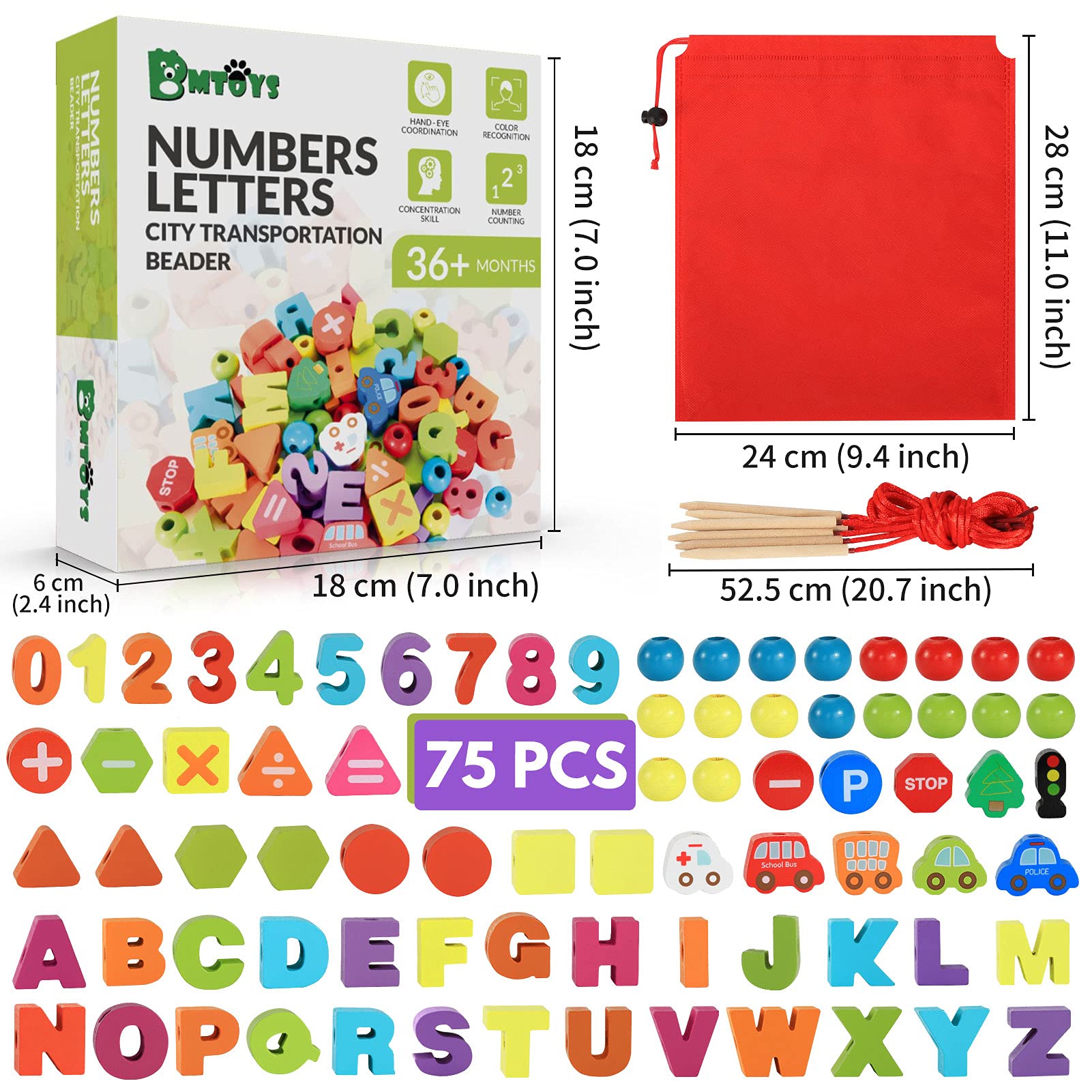 Wooden Lacing Beads Set for Fine Motor Skill Development