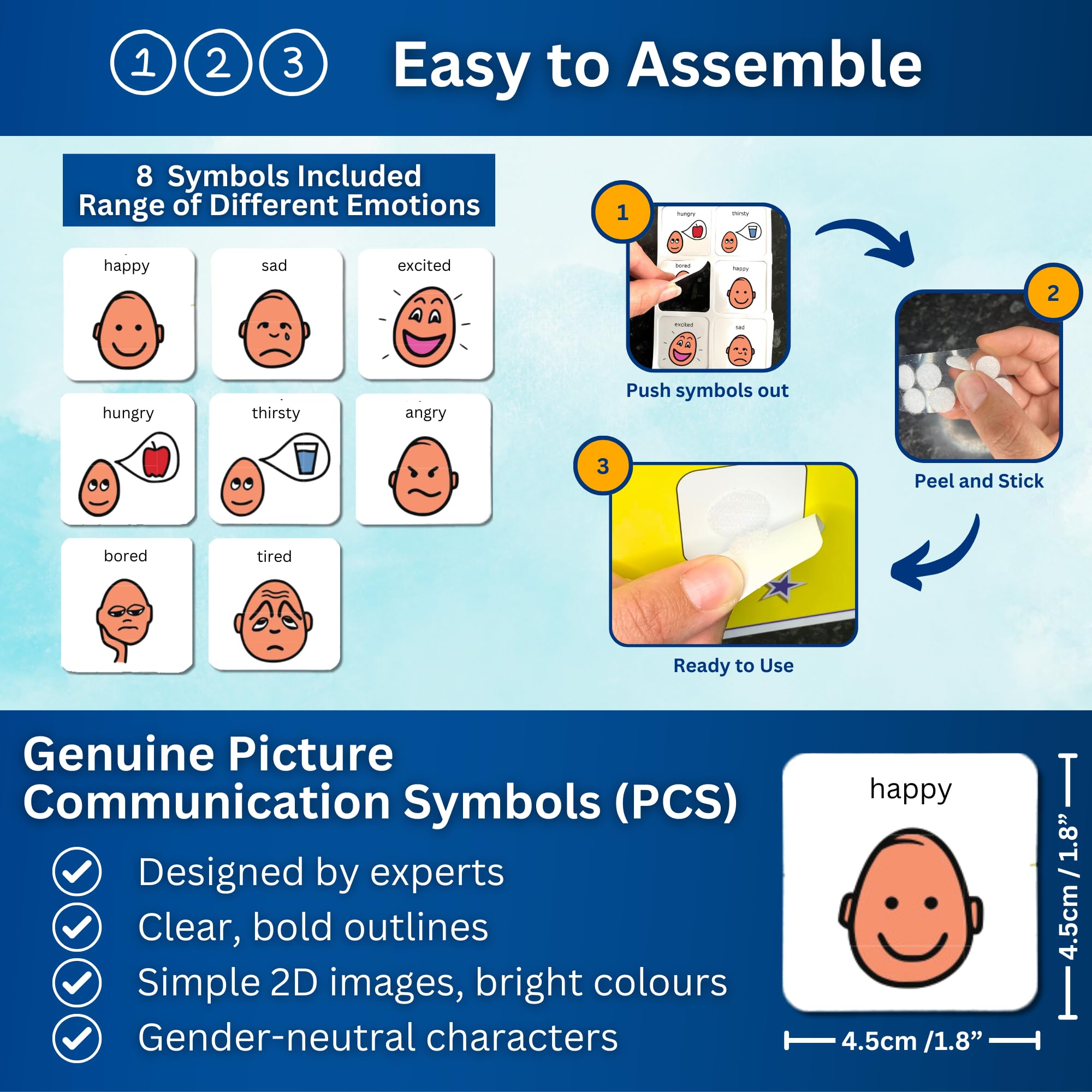 Feelings Chart for Kids with Autism, A4 Emotion Board – ‘I Feel…’ (English)
