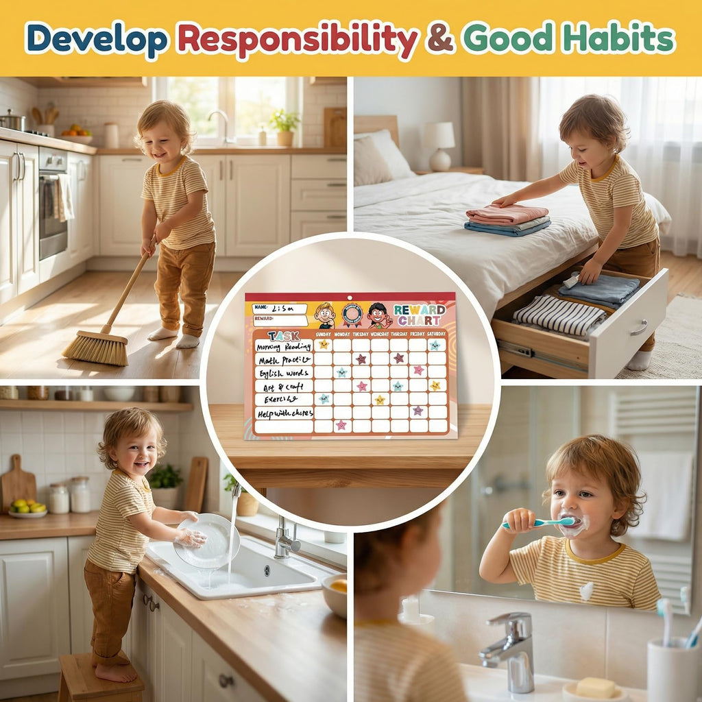 Kids Reward Chart System with 2,112 Star Stickers