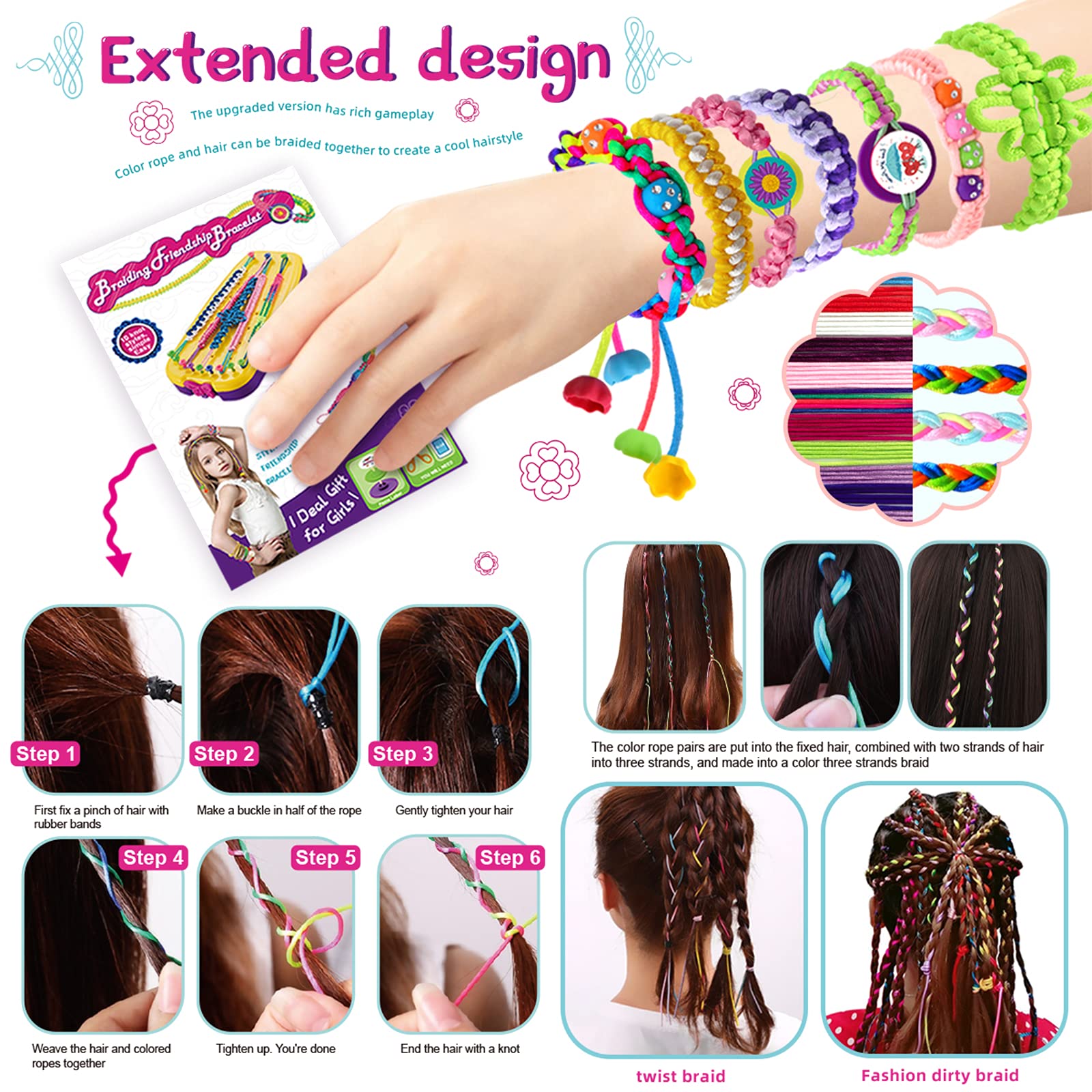 Friendship Bracelet Making Kit with String Maker Tool