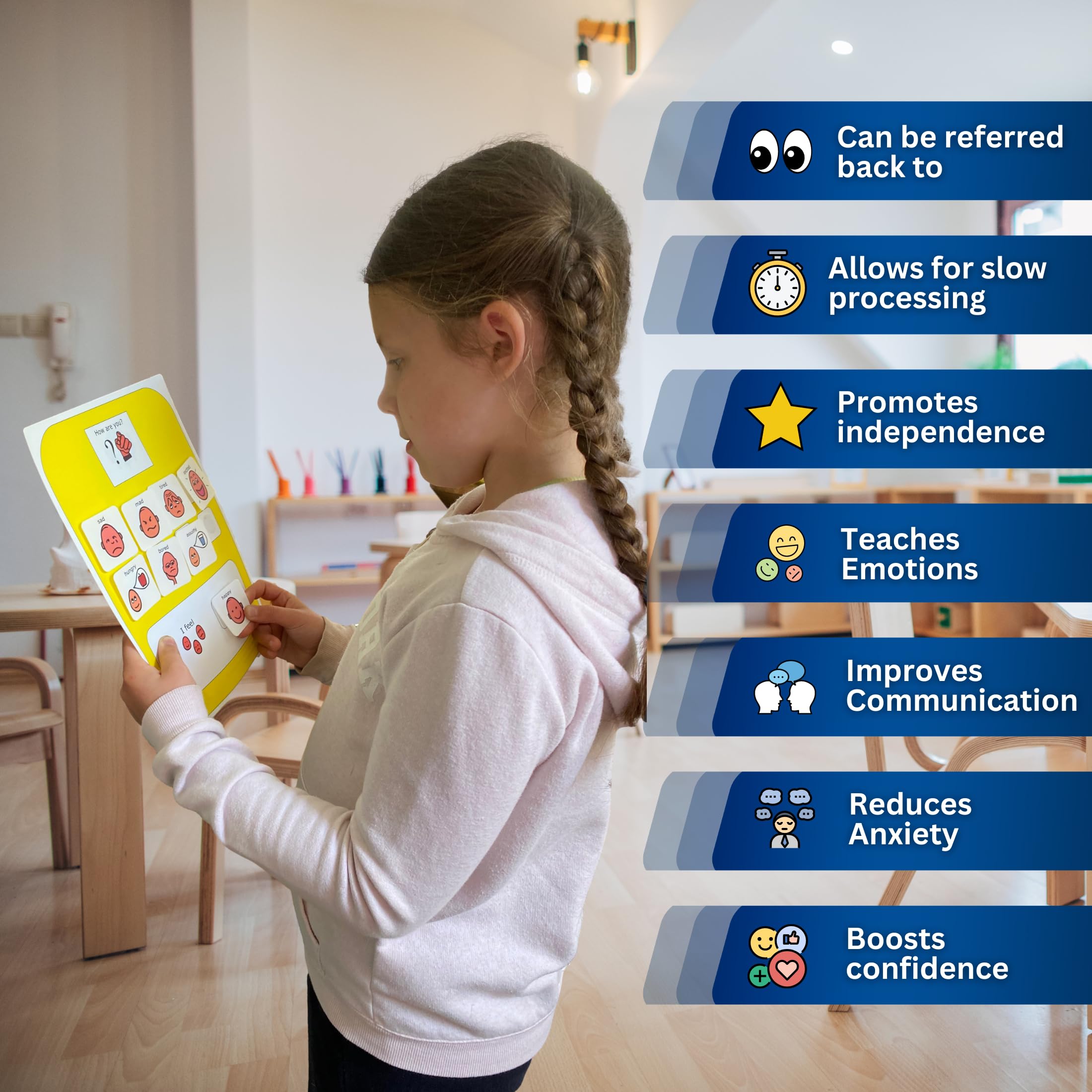Feelings Chart for Kids with Autism, A4 Emotion Board – ‘I Feel…’ (English)