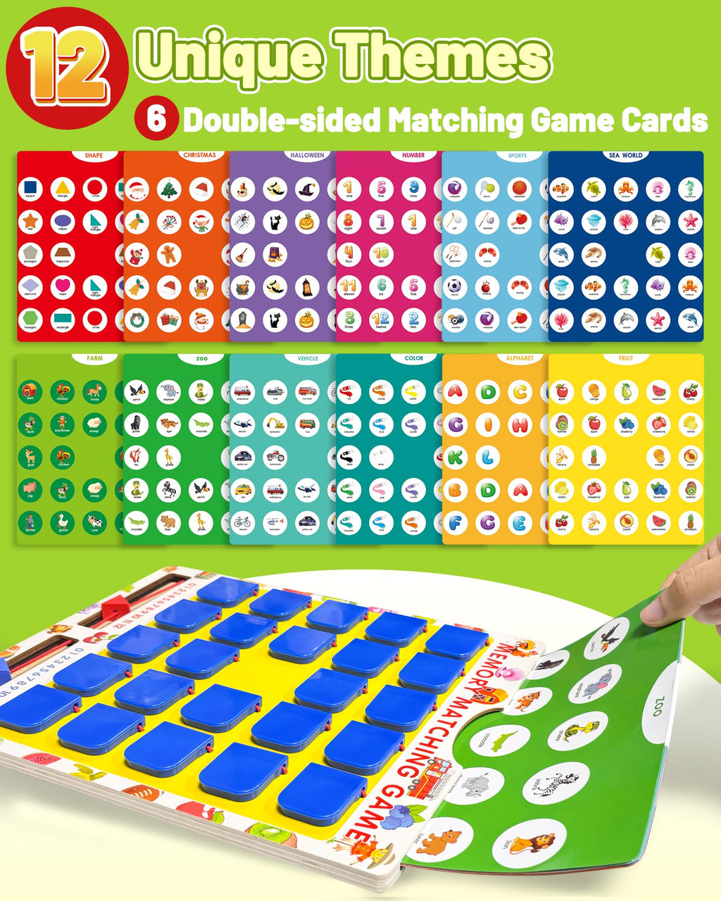 Matching Memory Game for Kids, Travel Toys Games Activities for 3-5 4-8