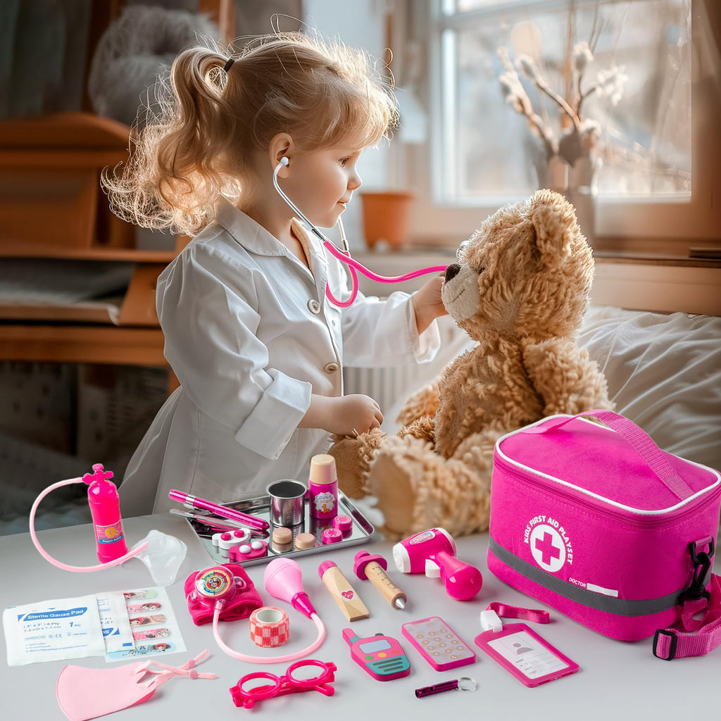 34-Piece Kids Doctor Pretend Play Kit with Stethoscope