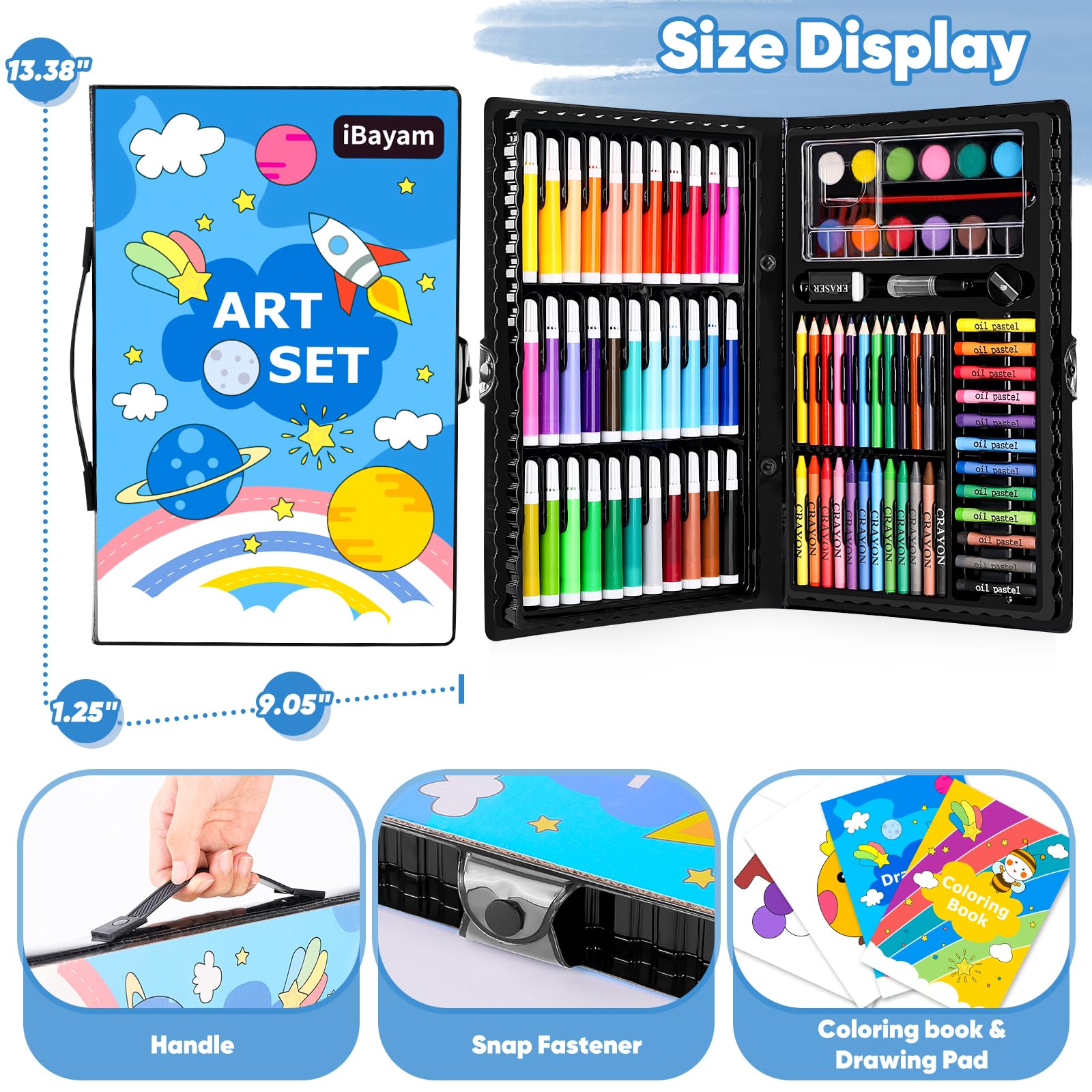 iBayam Art Supplies, 139-Pack Drawing Kit Painting Art Set Art Kits Gifts Box, Arts and Crafts for Adult with Drawing Pad, Coloring Book, Crayons, Pastels, Pencils, Watercolor Pens