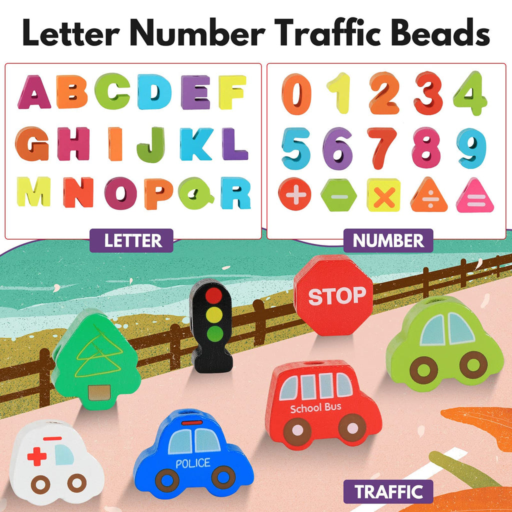 Wooden Lacing Beads Set for Fine Motor Skill Development