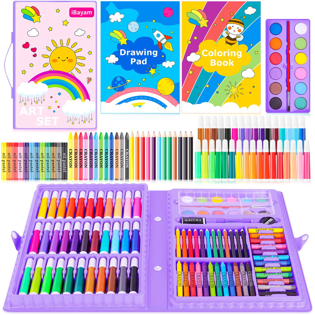 iBayam Art Supplies, 139-Pack Drawing Kit Painting Art Set Art Kits Gifts Box, Arts and Crafts for Adult with Drawing Pad, Coloring Book, Crayons, Pastels, Pencils, Watercolor Pens