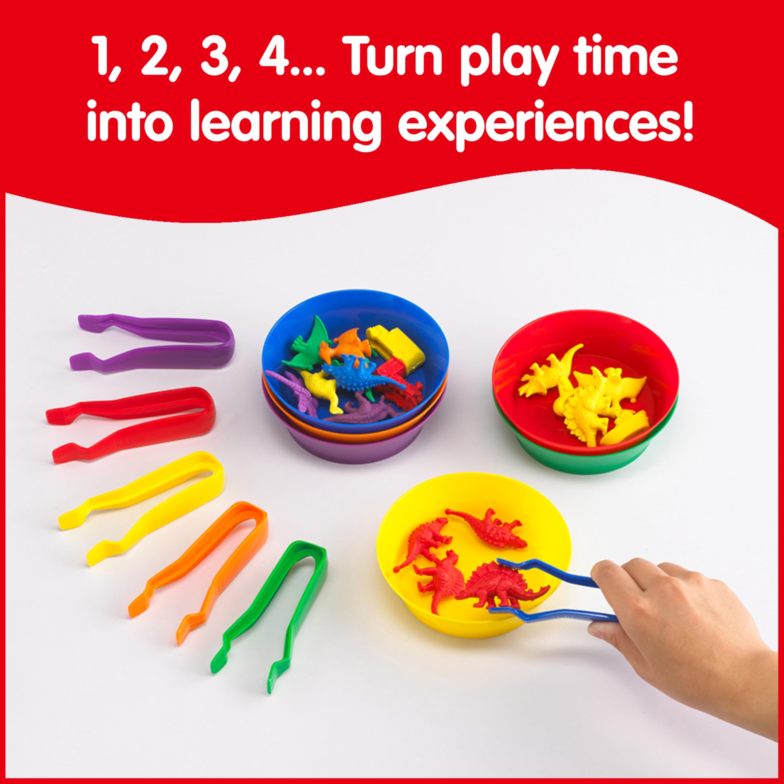 Sorting Bowls & Tweezers Set, 12 Pieces in 6 Colors