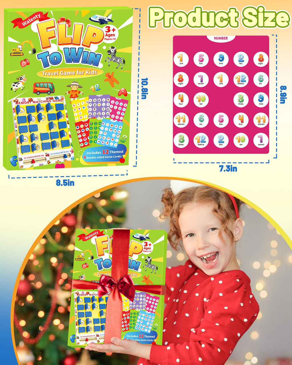 Matching Memory Game for Kids, Travel Toys Games Activities for 3-5 4-8