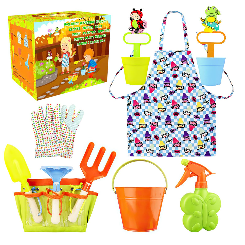 Kids Gardening Tool Set with Tote, Apron & Watering Can
