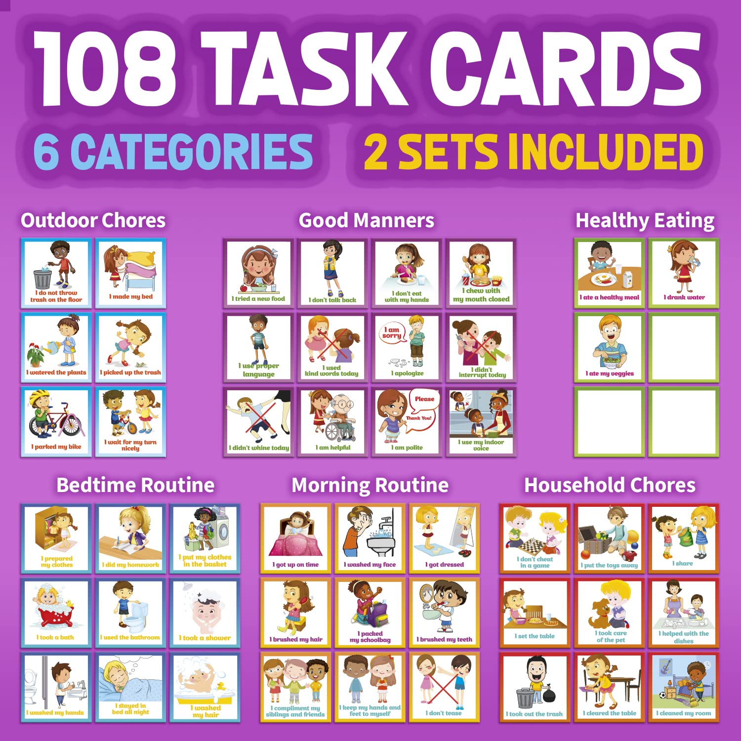 Kids Behavior Reward Chart System with 2,800 Stickers