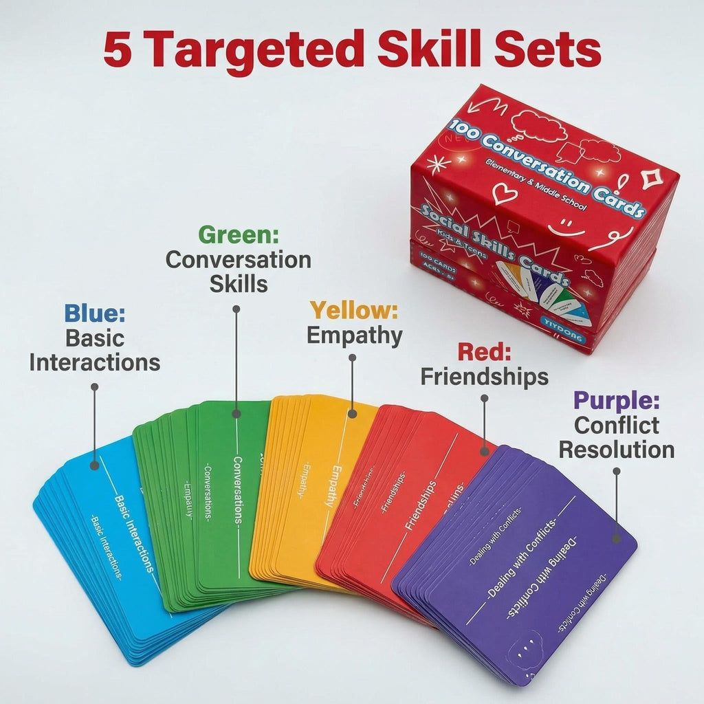 100 Social Skills Conversation Cards for Kids & Teens
