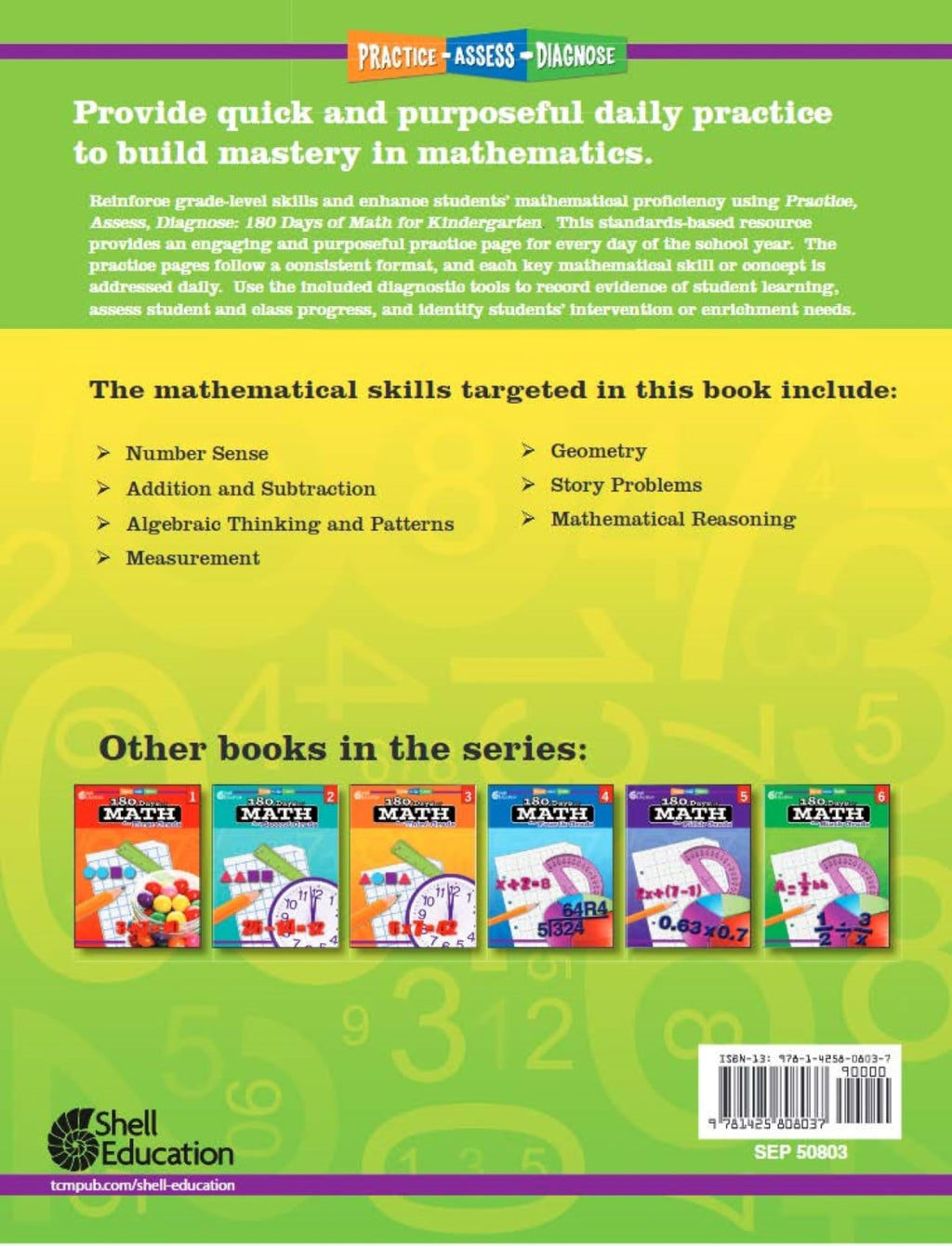 Kindergarten 180-Day Practice Workbook Set, 8 Books