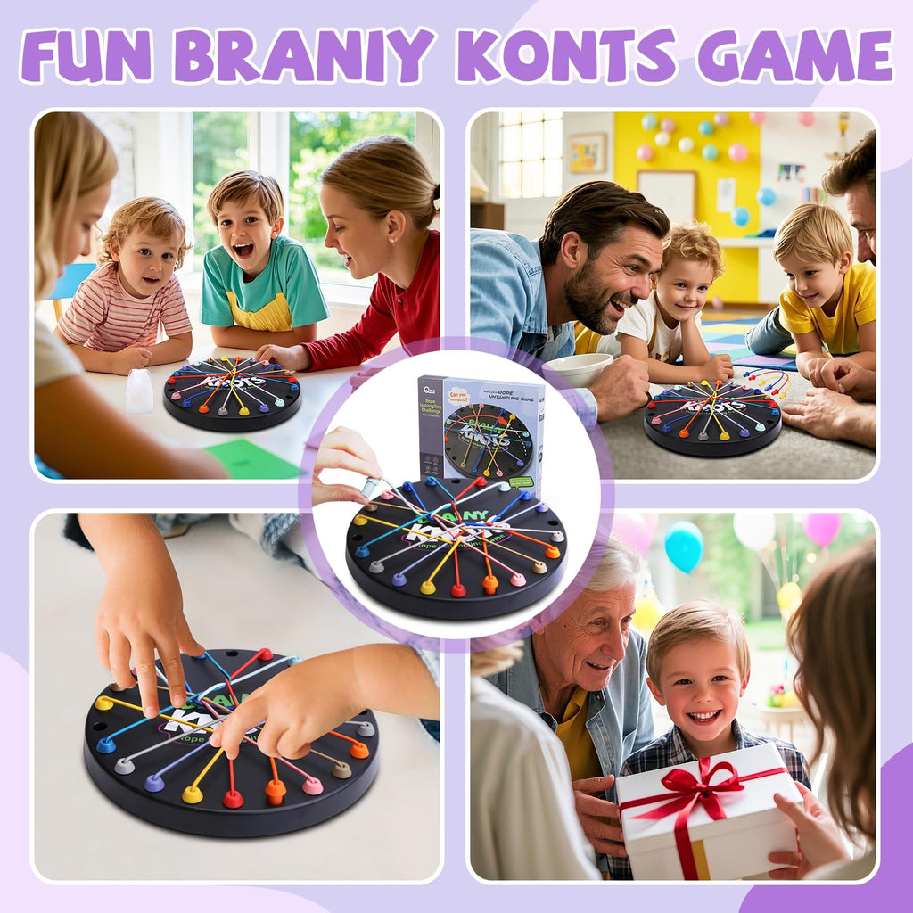 Brainy Knots Rope Untangling Game, 10Pcs Twisted Rope Puzzle Game,Strategy Untangling Challenge Puzzle, String Solution Central Lacing Toys for Adults Kids(Black)