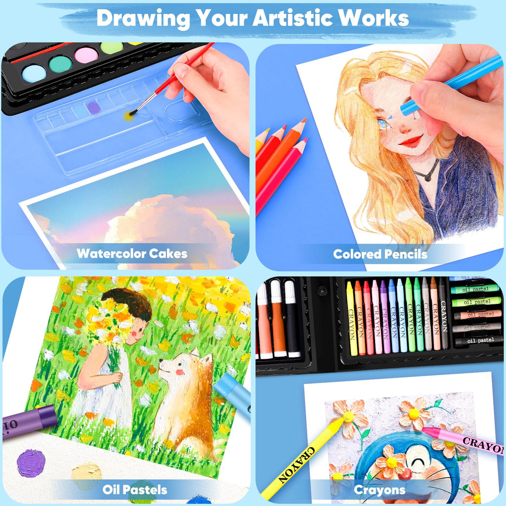 iBayam Art Supplies, 139-Pack Drawing Kit Painting Art Set Art Kits Gifts Box, Arts and Crafts for Adult with Drawing Pad, Coloring Book, Crayons, Pastels, Pencils, Watercolor Pens
