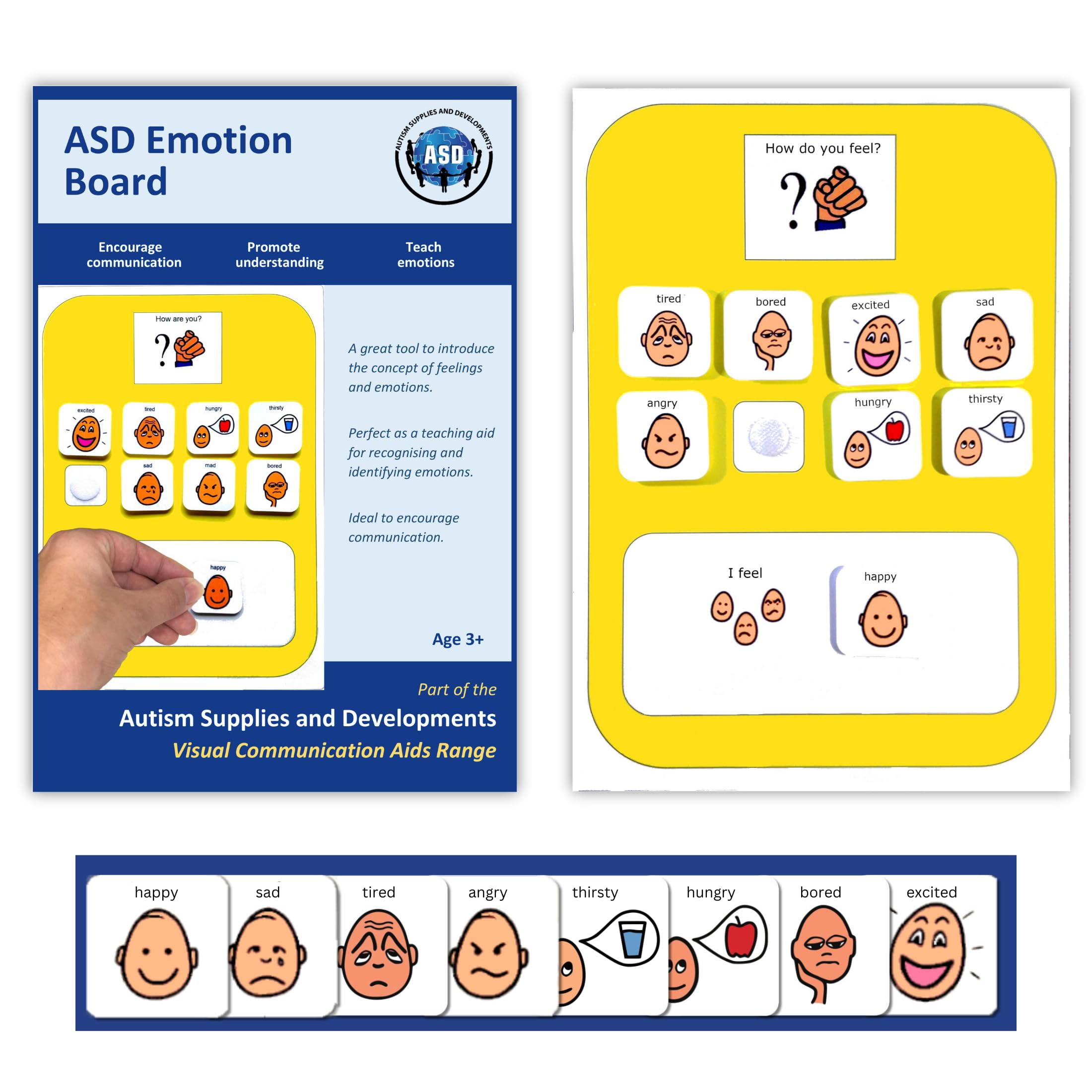 Feelings Chart for Kids with Autism, A4 Emotion Board – ‘I Feel…’ (English)