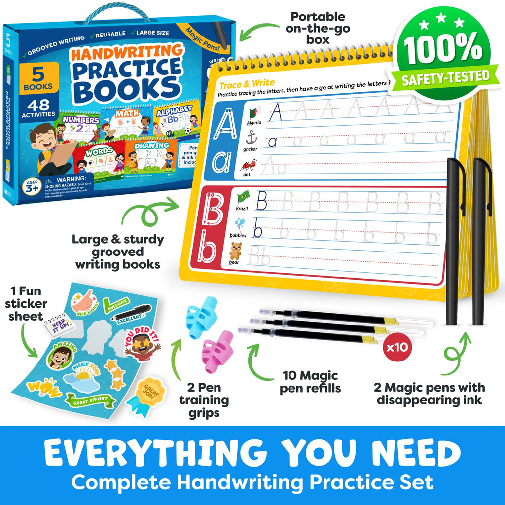 Magic Grooved Writing Practice Books for Kids 3-7