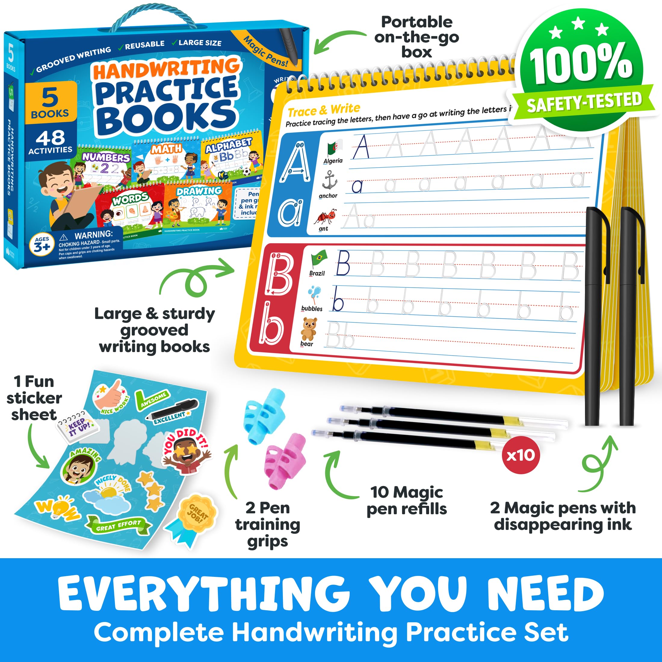 Magic Grooved Writing Practice Books for Kids 3-7