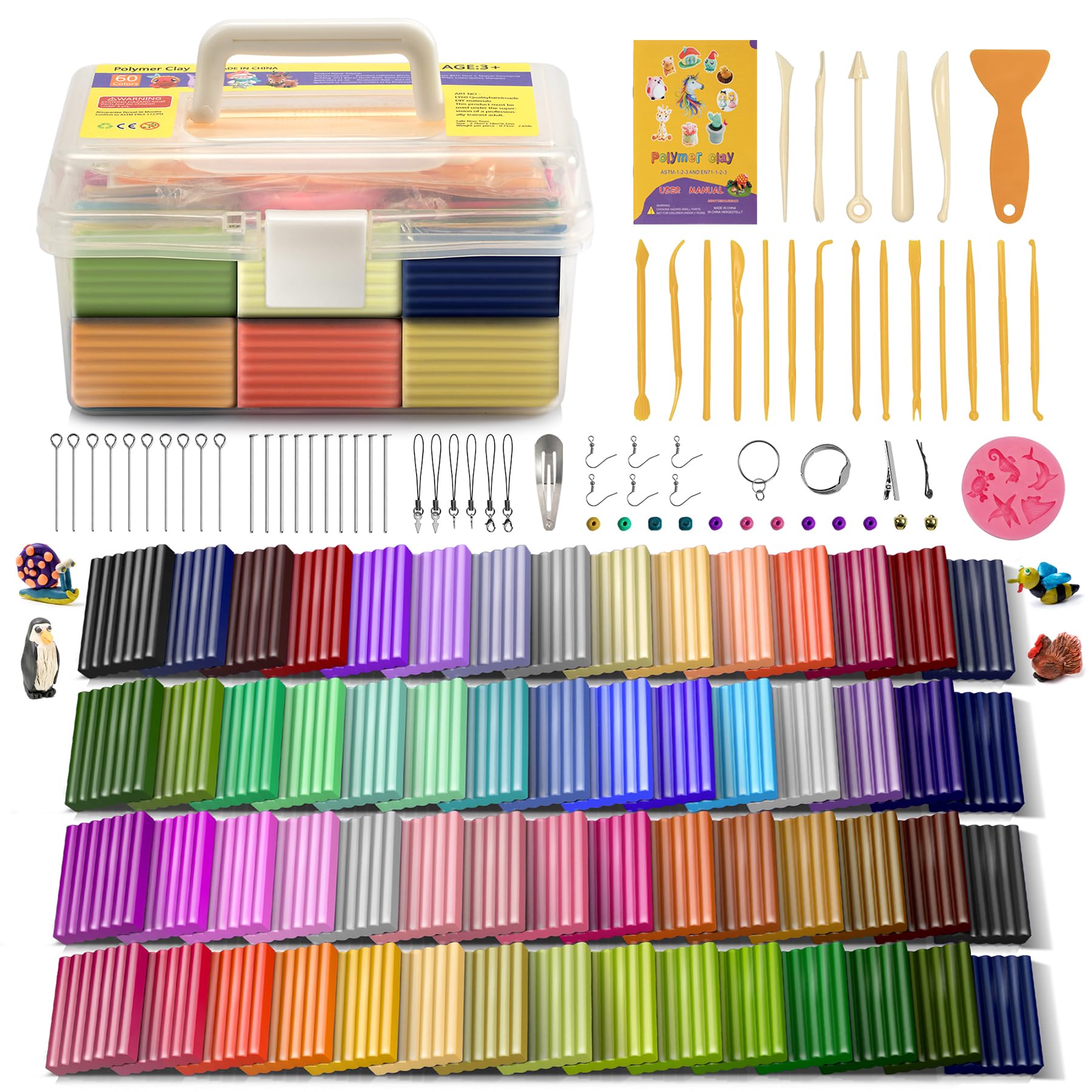 Aestd-ST Polymer Clay Starter Kit, Modeling Clay for Kids, Oven Baked Clay with Sculpting Tools, Holiday Gifts for Kids and Artists.