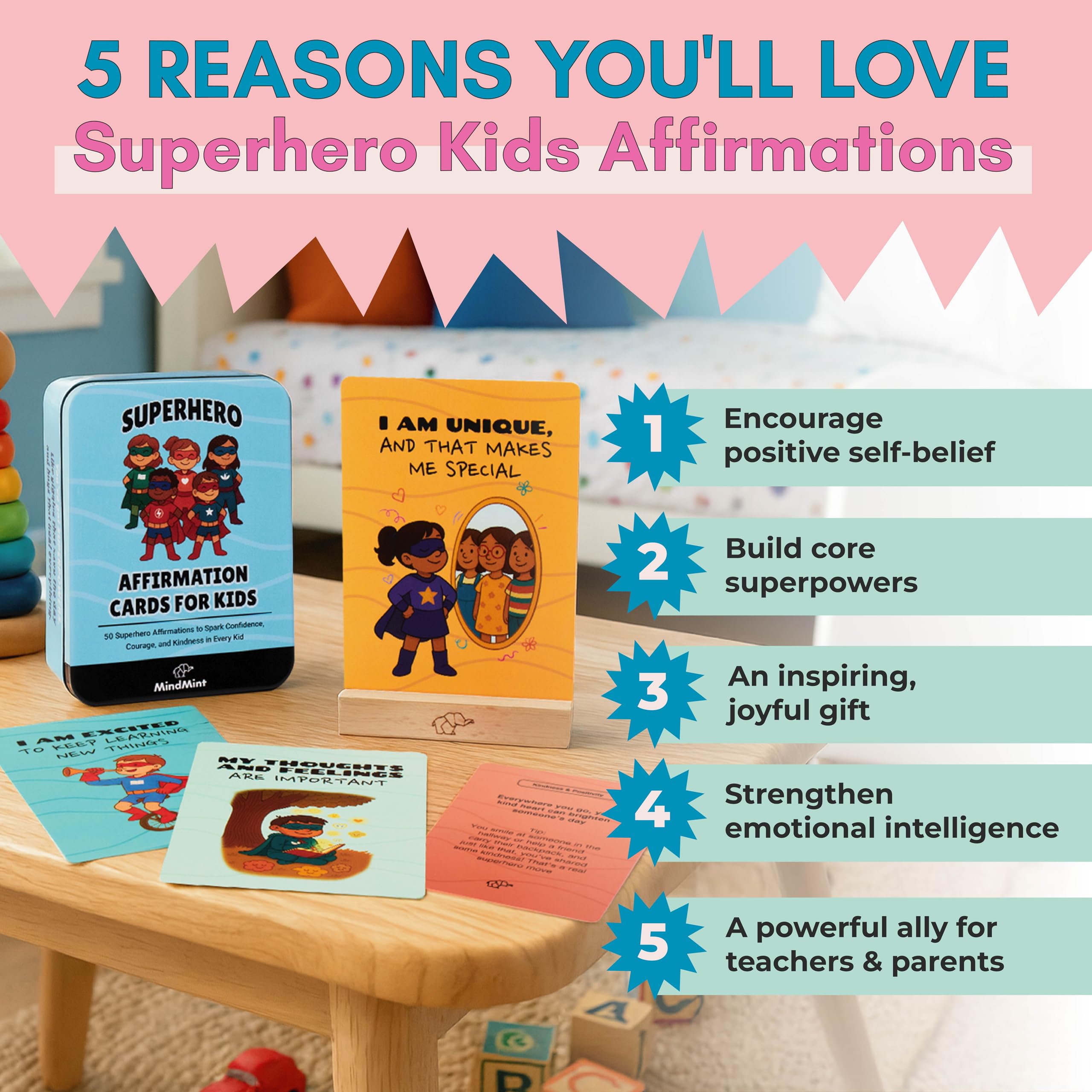 Kids Superhero Affirmation Cards for Confidence & Courage