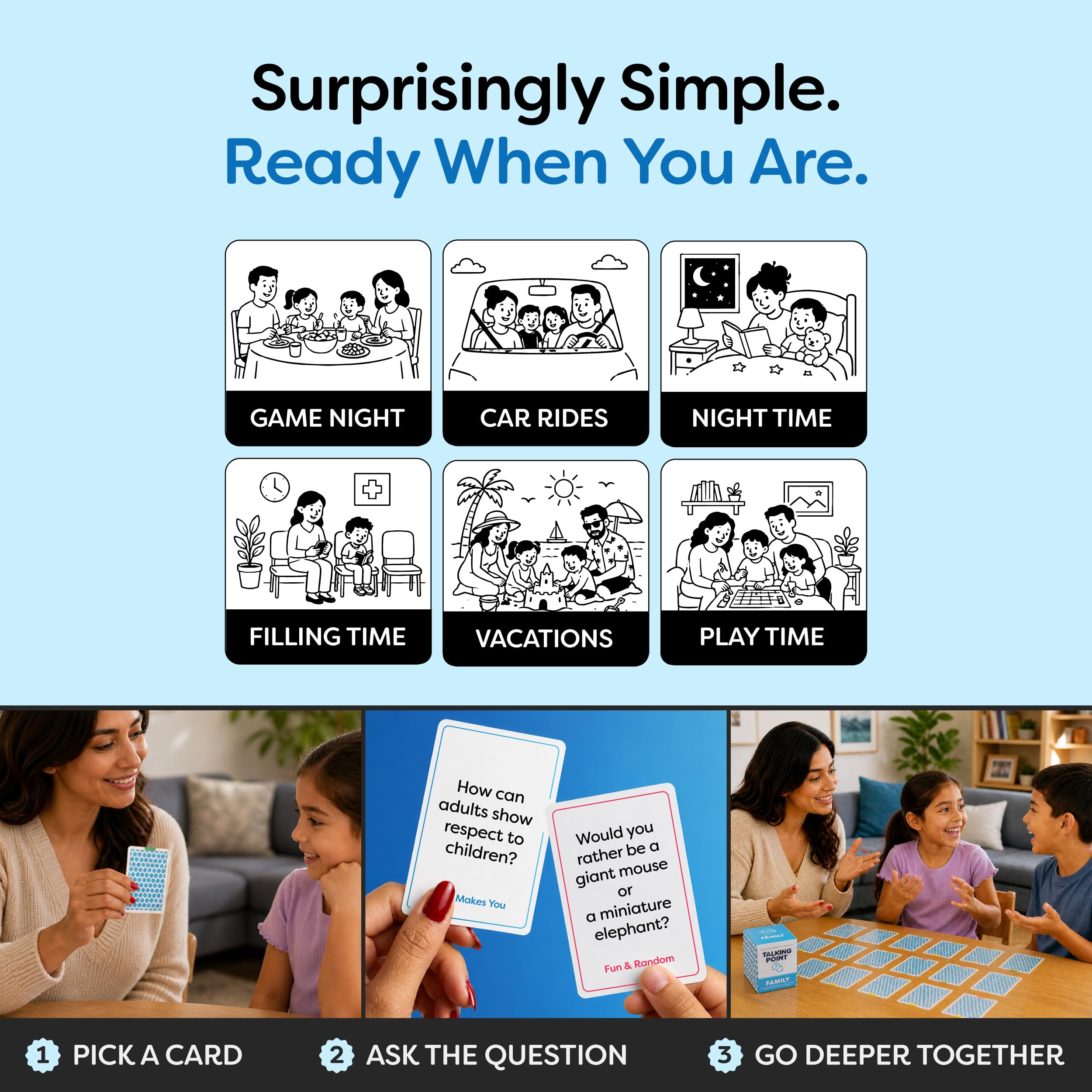 200 Family Conversation Cards for Kids, Teens & Adults