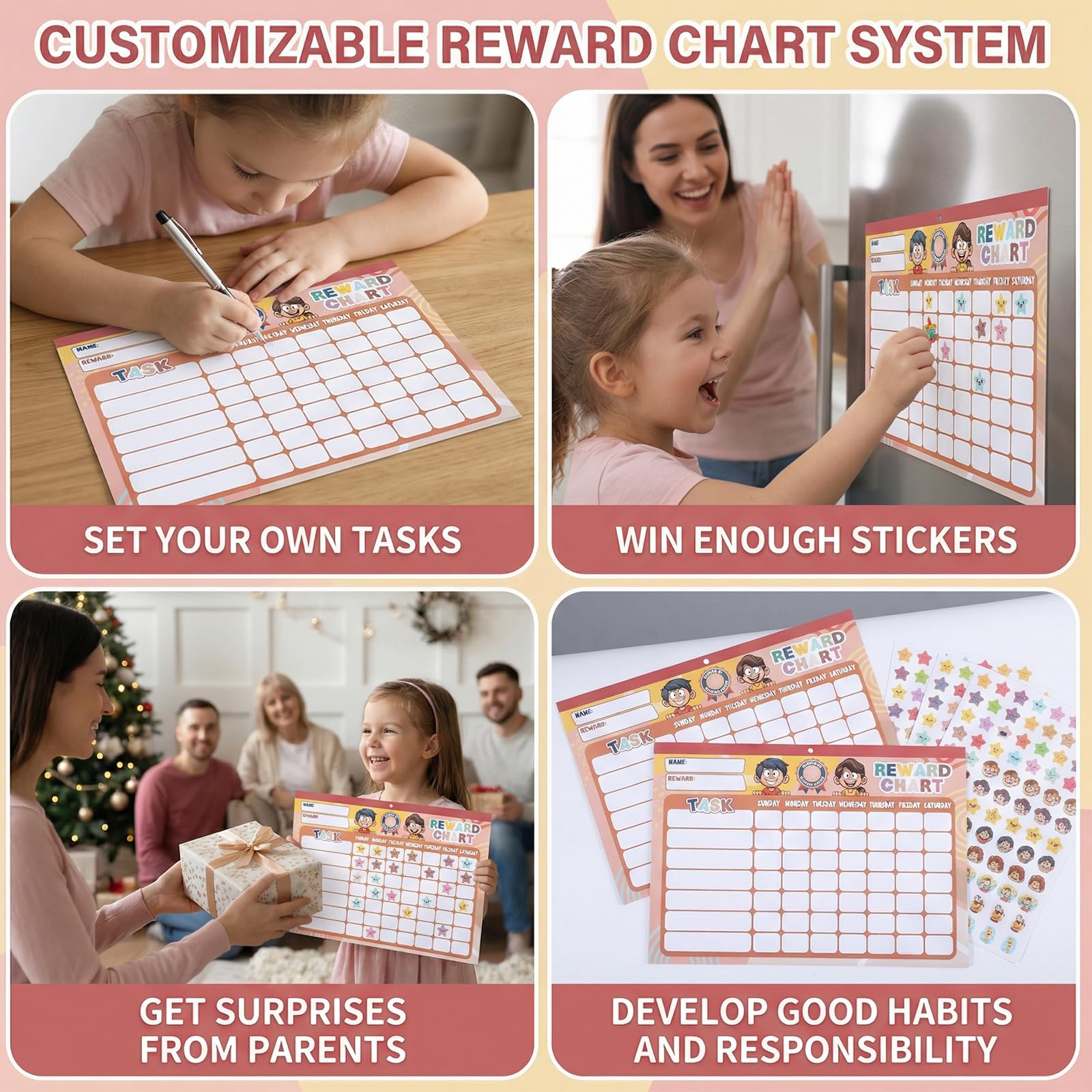 Kids Reward Chart System with 2,112 Star Stickers