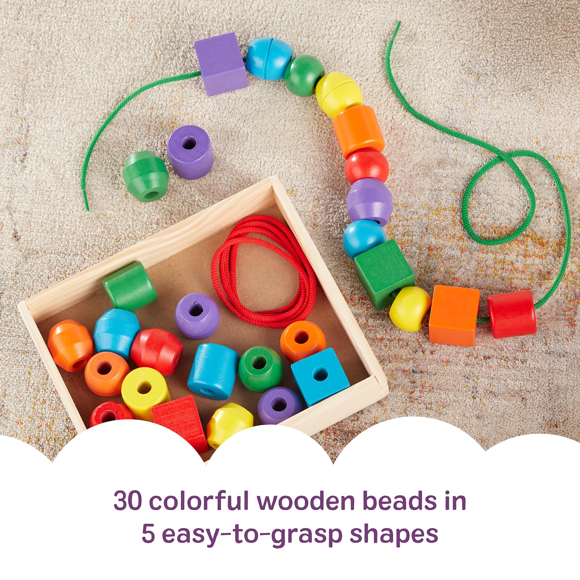 Wooden Lacing Beads Set with 30 Beads & 2 Laces